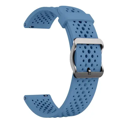 Picture of 22mm Breathable Silicone Sport Strap Soft Sweatproof Perforated Wristband with Stainless Steel Buckle (Advance Blue,Not Specified)