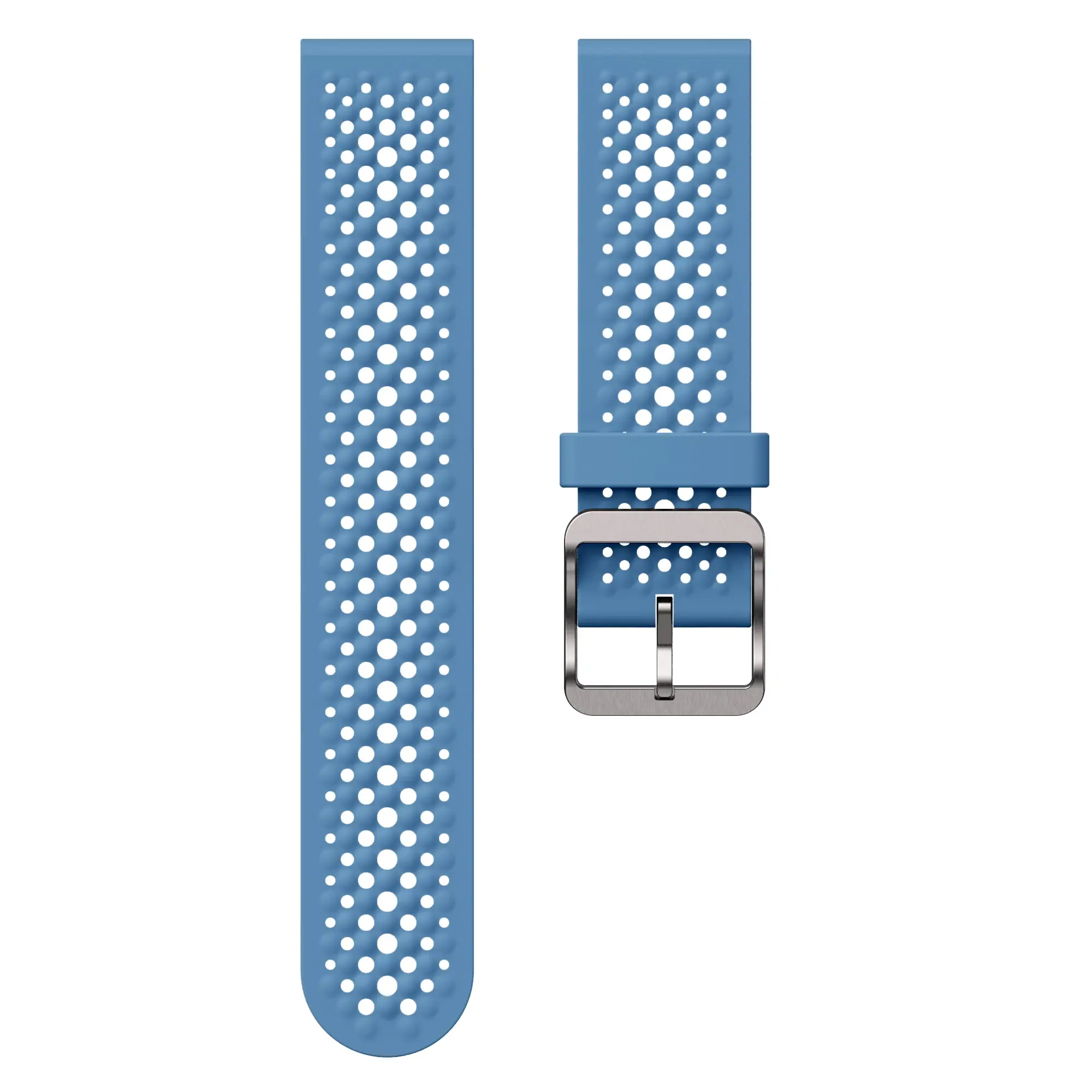Picture of 22mm Breathable Silicone Sport Strap Soft Sweatproof Perforated Wristband with Stainless Steel Buckle (Advance Blue,Not Specified)