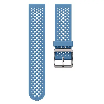 Picture of 22mm Breathable Silicone Sport Strap Soft Sweatproof Perforated Wristband with Stainless Steel Buckle (Advance Blue,Not Specified)