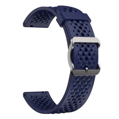Picture of 22mm Breathable Silicone Sport Strap Soft Sweatproof Perforated Wristband with Stainless Steel Buckle (Midnight Blue,Not Specified)