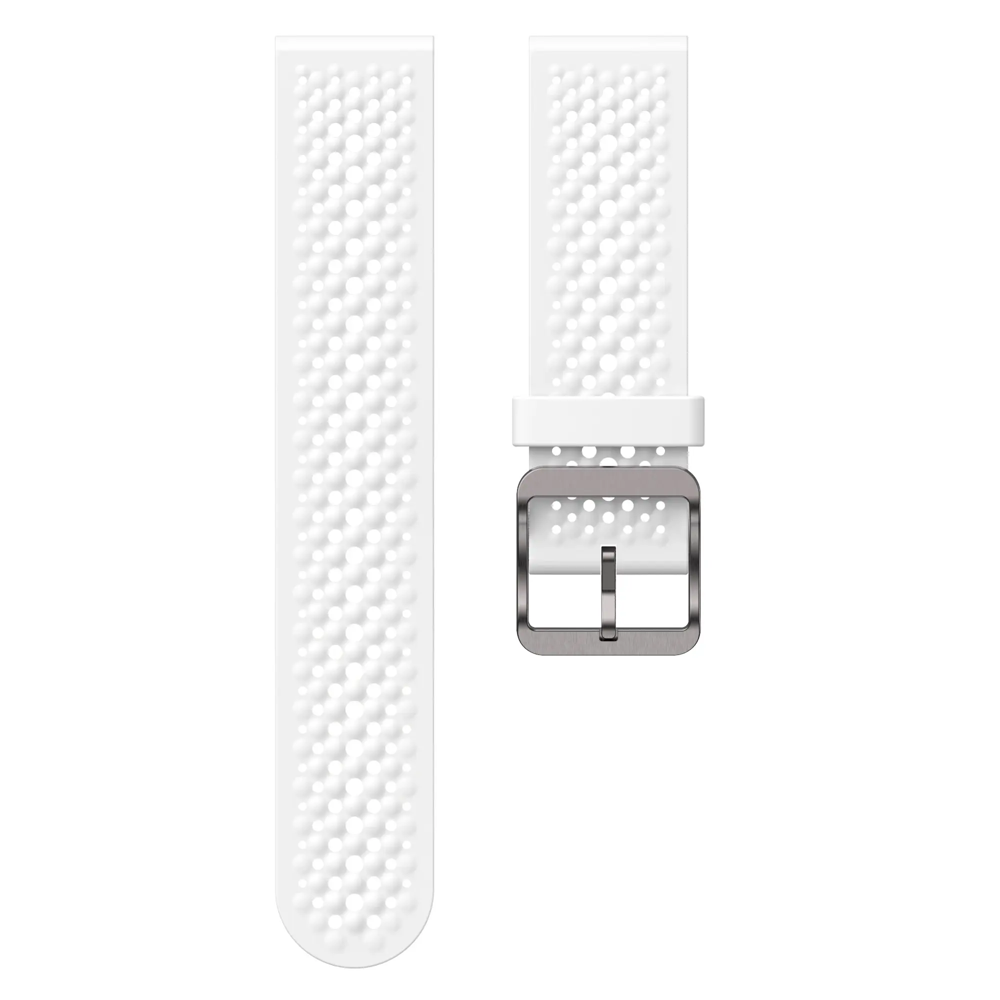 Picture of 22mm Breathable Silicone Sport Strap Soft Sweatproof Perforated Wristband with Stainless Steel Buckle (White,Not Specified)