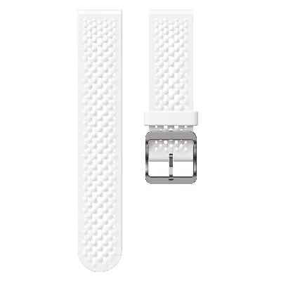 Picture of 22mm Breathable Silicone Sport Strap Soft Sweatproof Perforated Wristband with Stainless Steel Buckle (White,Not Specified)