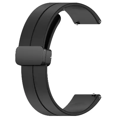 Picture of 22mm Silicone Magnetic Buckle Smartwatch Strap Folding Sports Wristband for Secure & Comfortable Fit (Black,Not Specified)