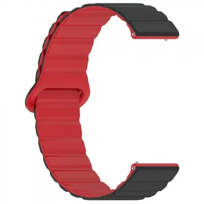 Picture of 20mm Magnetic Silicone Watch Band Soft Durable & Universal Loop Strap for Smartwatches & Traditional Watches (Black & Red,Not Specified)