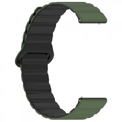 Picture of 20mm Magnetic Silicone Watch Band Soft Durable & Universal Loop Strap for Smartwatches & Traditional Watches (Army Green & Black,Not Specified)