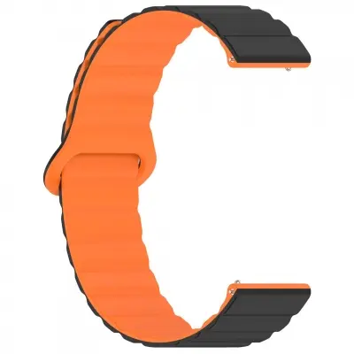Picture of 20mm Magnetic Silicone Watch Band Soft Durable & Universal Loop Strap for Smartwatches & Traditional Watches (Black & Orange,Not Specified)