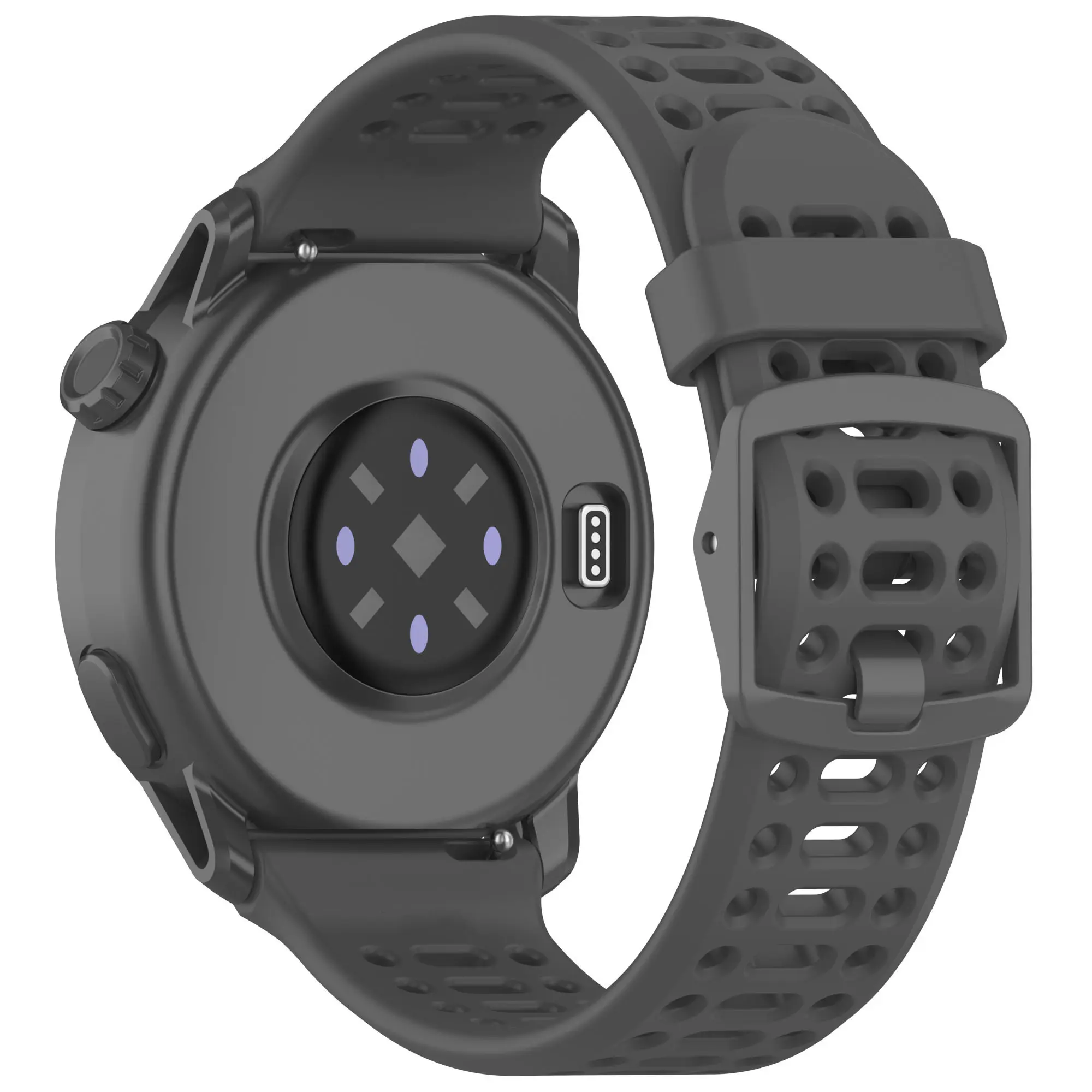 Picture of 20mm Silicone Sports Strap Breathable Durable & Stylish Wristband for Smartwatches & Traditional Watches (Grey Black,Not Specified)