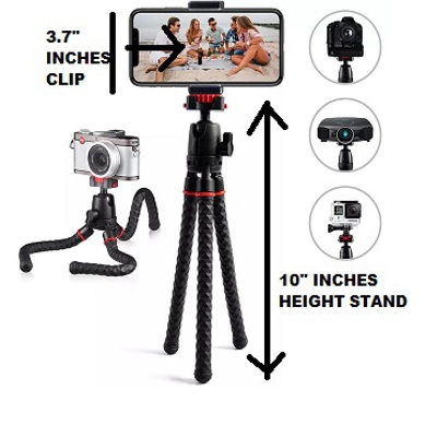 Picture of Portable Long Flexible Octopus For live / Vlog Travel Tripod For Mobile & DSLR -Black