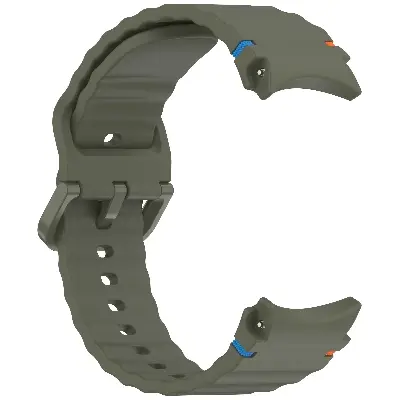Picture of 20mm Wavy Stitch Silicone Sports Strap with Metal Buckle for Samsung Galaxy Watch 7/6/5/4 FE (Army Green,Not Specified)