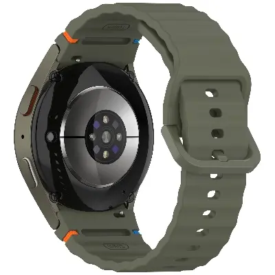 Picture of 20mm Wavy Stitch Silicone Sports Strap with Metal Buckle for Samsung Galaxy Watch 7/6/5/4 FE (Army Green,Not Specified)