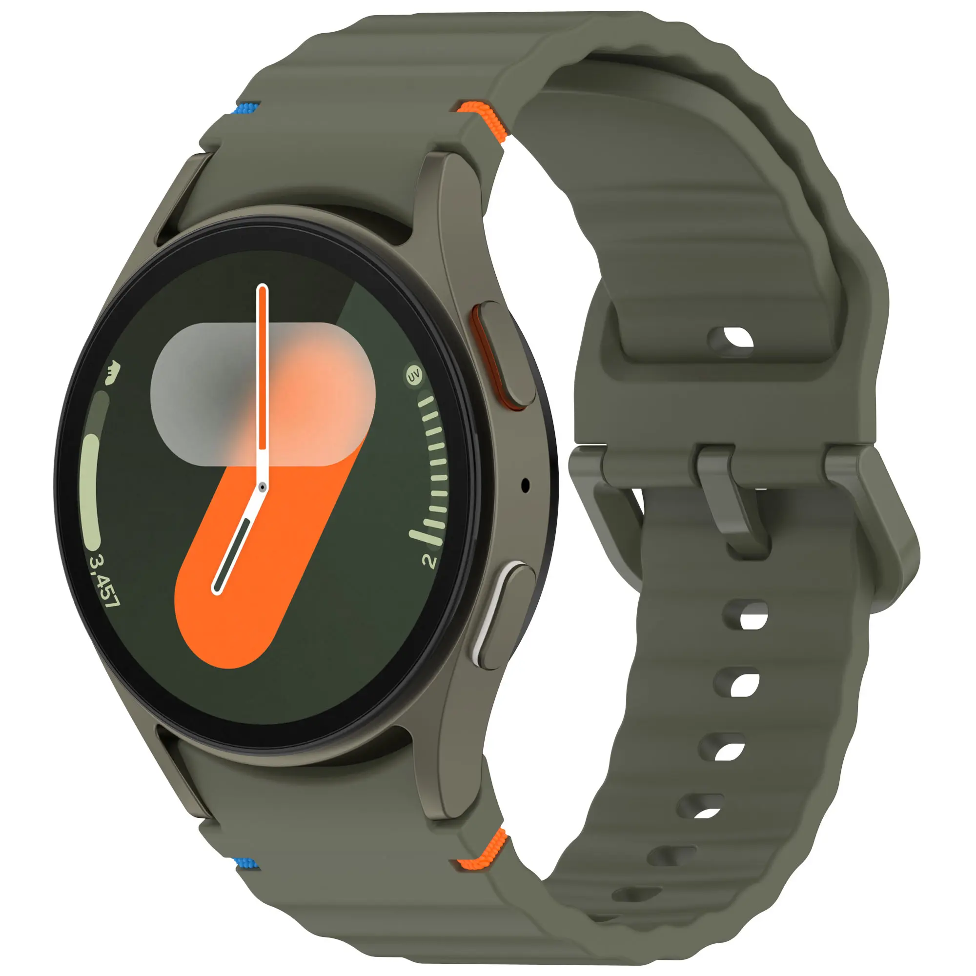Picture of 20mm Wavy Stitch Silicone Sports Strap with Metal Buckle for Samsung Galaxy Watch 7/6/5/4 FE (Army Green,Not Specified)