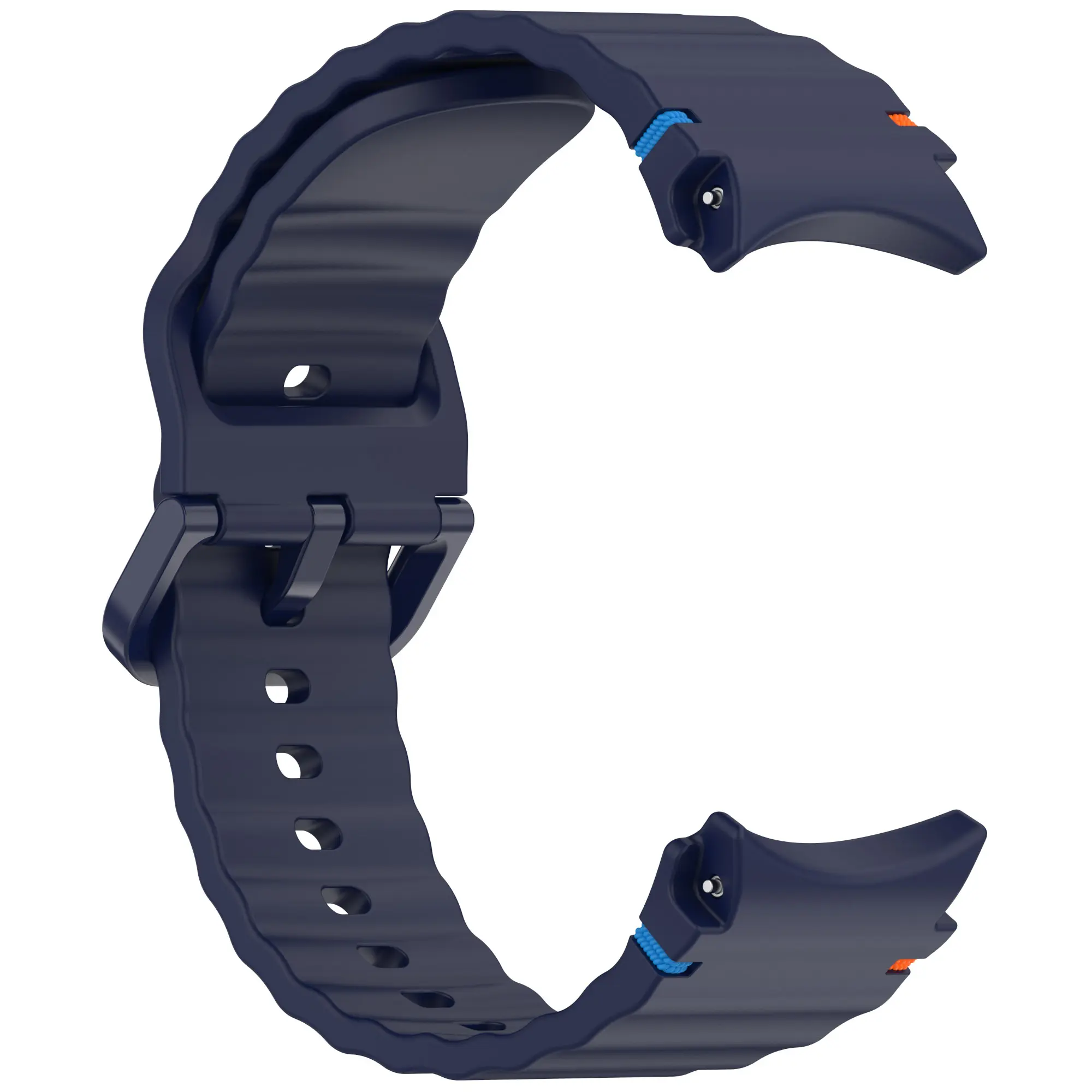 Picture of 20mm Wavy Stitch Silicone Sports Strap with Metal Buckle for Samsung Galaxy Watch 7/6/5/4 FE (Midnight Blue,Not Specified)