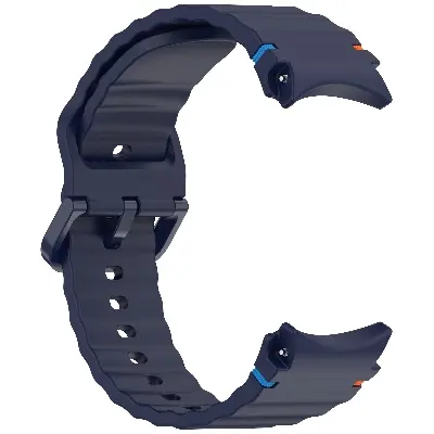 Picture of 20mm Wavy Stitch Silicone Sports Strap with Metal Buckle for Samsung Galaxy Watch 7/6/5/4 FE (Midnight Blue,Not Specified)