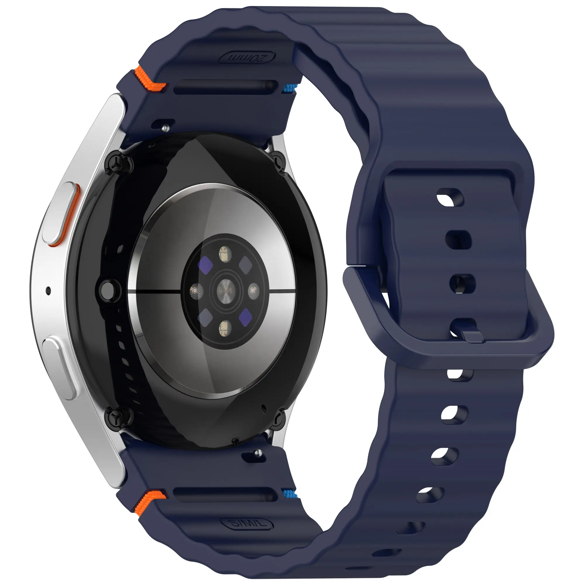 Picture of 20mm Wavy Stitch Silicone Sports Strap with Metal Buckle for Samsung Galaxy Watch 7/6/5/4 FE (Midnight Blue,Not Specified)