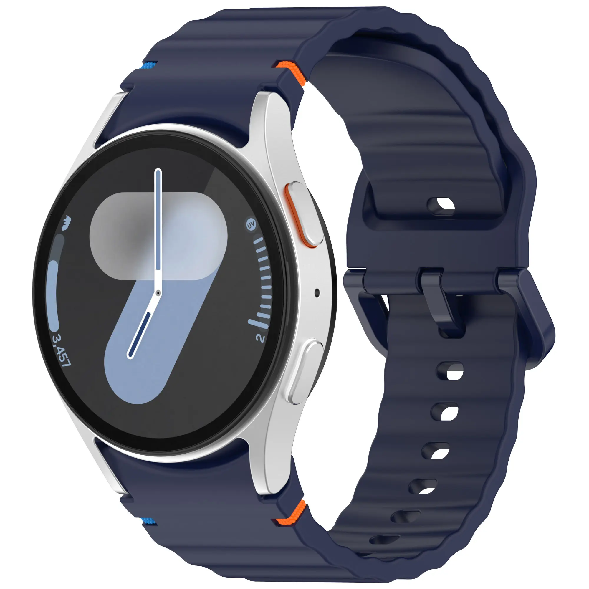 Picture of 20mm Wavy Stitch Silicone Sports Strap with Metal Buckle for Samsung Galaxy Watch 7/6/5/4 FE (Midnight Blue,Not Specified)