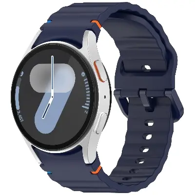 Picture of 20mm Wavy Stitch Silicone Sports Strap with Metal Buckle for Samsung Galaxy Watch 7/6/5/4 FE (Midnight Blue,Not Specified)