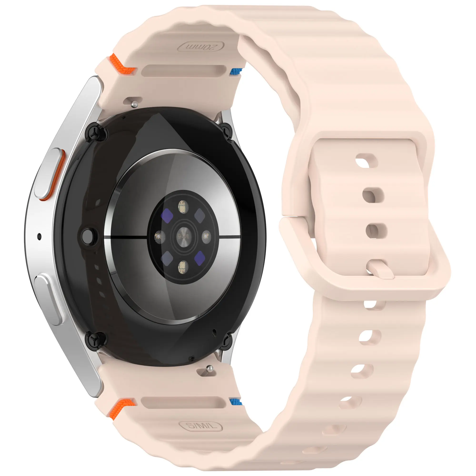 Picture of 20mm Wavy Stitch Silicone Sports Strap with Metal Buckle for Samsung Galaxy Watch 7/6/5/4 FE (Pink,Not Specified)