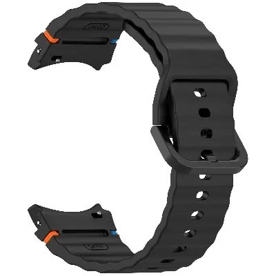 Picture of 20mm Wavy Stitch Silicone Sports Strap with Metal Buckle for Samsung Galaxy Watch 7/6/5/4 FE (Black,Not Specified)