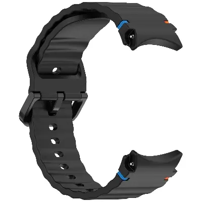 Picture of 20mm Wavy Stitch Silicone Sports Strap with Metal Buckle for Samsung Galaxy Watch 7/6/5/4 FE (Black,Not Specified)