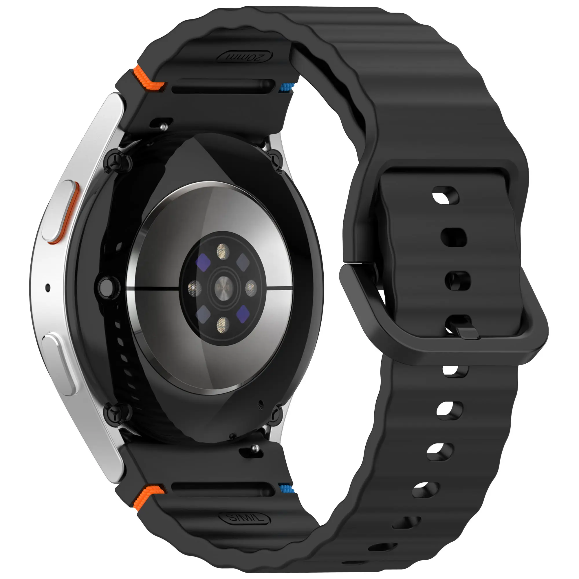 Picture of 20mm Wavy Stitch Silicone Sports Strap with Metal Buckle for Samsung Galaxy Watch 7/6/5/4 FE (Black,Not Specified)
