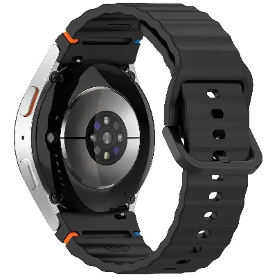 Picture of 20mm Wavy Stitch Silicone Sports Strap with Metal Buckle for Samsung Galaxy Watch 7/6/5/4 FE (Black,Not Specified)