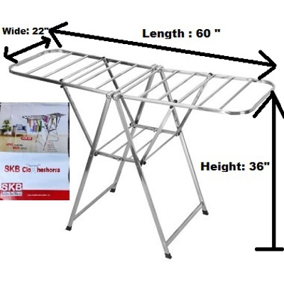 Picture of Home Intuition Foldable Clothes Drying Rack Dryer- SKB-Model- DCH-201 Multi-function cloth drying stand Adjustable height Durable caster wheels Rust free Hanger slots Designed for better air flow Better dry function by the windblown from various angles Us -Silver