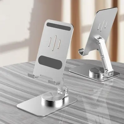 Picture of 360° Rotating Foldable Aluminum Mobile Stand Portable Adjustable and Ergonomic Holder (Silver)