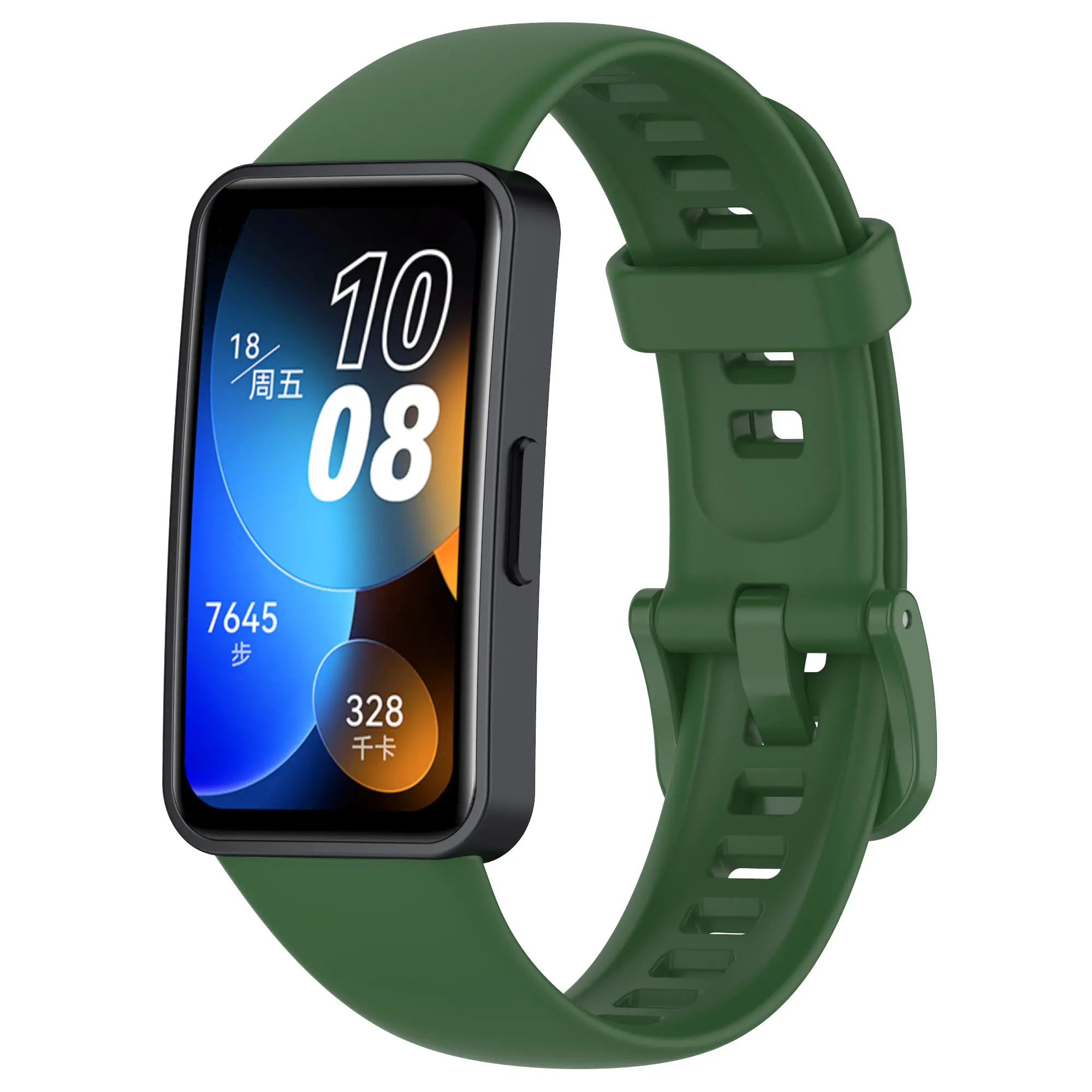 Picture of Huawei Band 8/9/10 Silicone Sports Strap Solid Color Replacement Wristband Suitable for Huawei bracelet (Army Green,Not Specified)