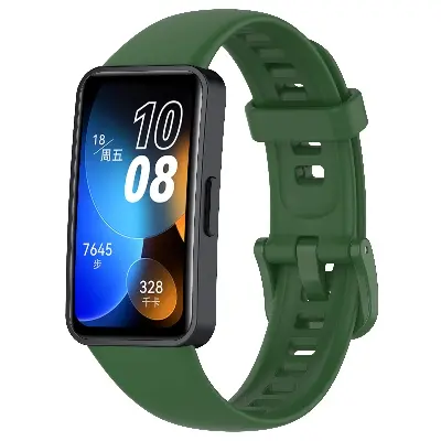 Picture of Huawei Band 8/9/10 Silicone Sports Strap Solid Color Replacement Wristband Suitable for Huawei bracelet (Army Green,Not Specified)