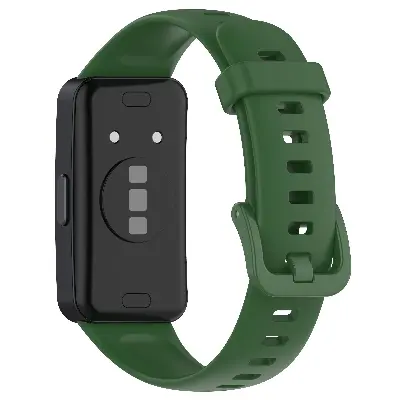 Picture of Huawei Band 8/9/10 Silicone Sports Strap Solid Color Replacement Wristband Suitable for Huawei bracelet (Army Green,Not Specified)