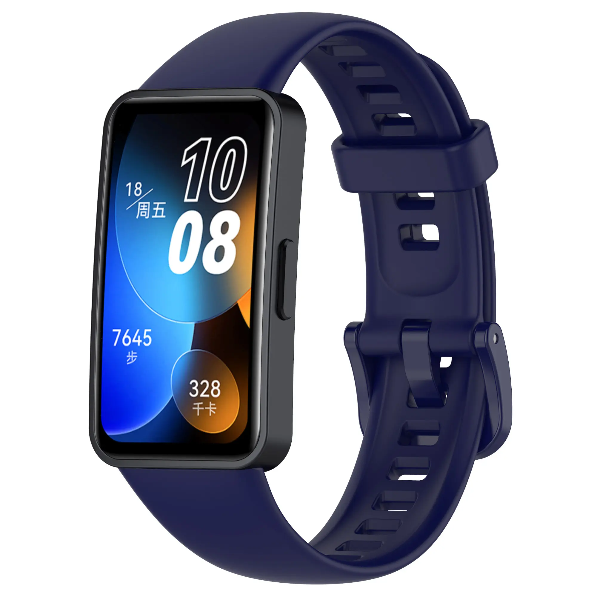 Picture of Huawei Band 8/9/10 Silicone Sports Strap Solid Color Replacement Wristband Suitable for Huawei bracelet (Midnight Blue,Not Specified)