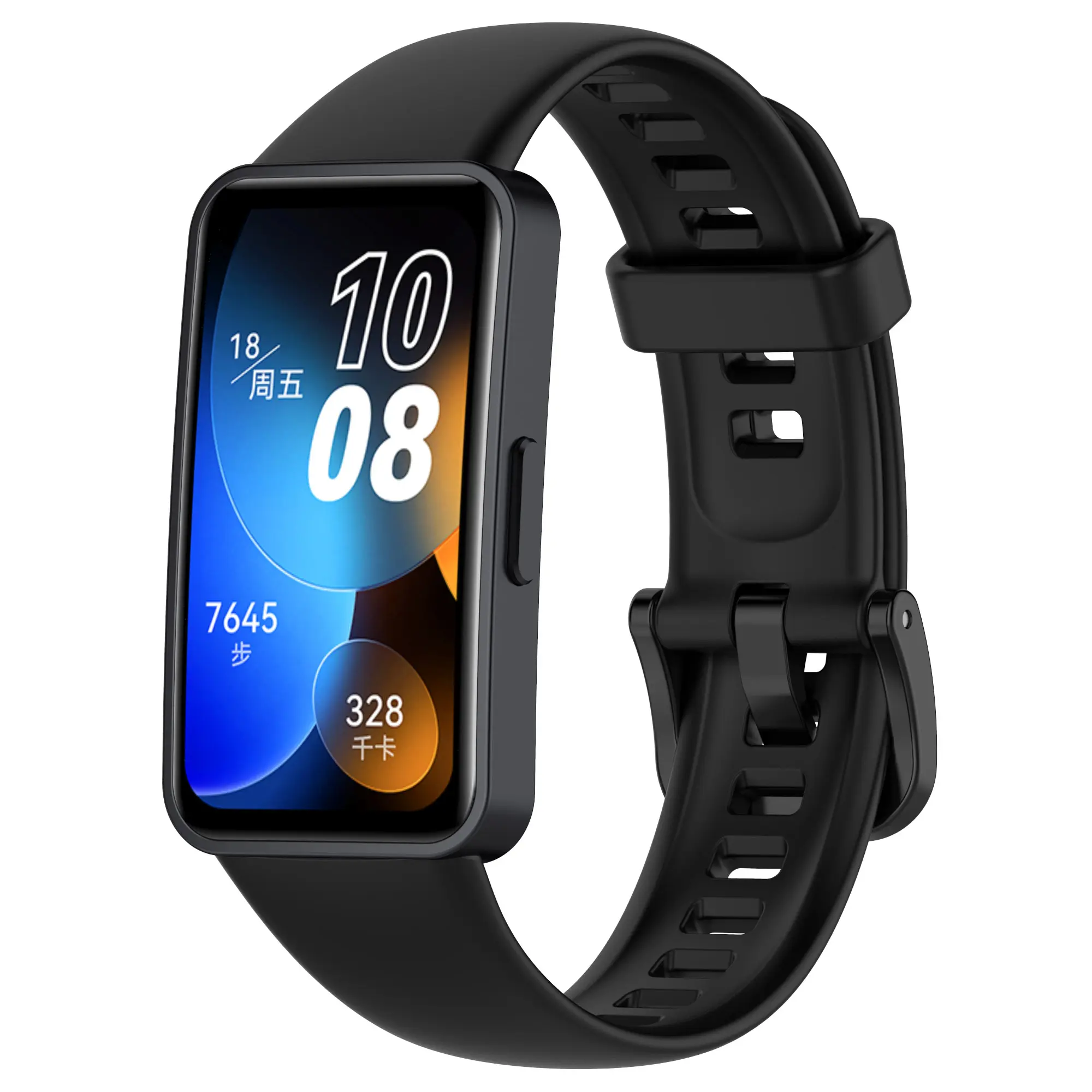 Picture of Huawei Band 8/9/10 Silicone Sports Strap Solid Color Replacement Wristband Suitable for Huawei bracelet (Black,Not Specified)