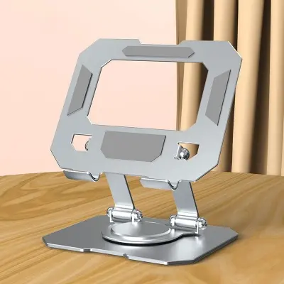Picture of 360° Rotating Foldable Aluminum Tablet Stand Portable Adjustable and Ergonomic Holder (Silver)
