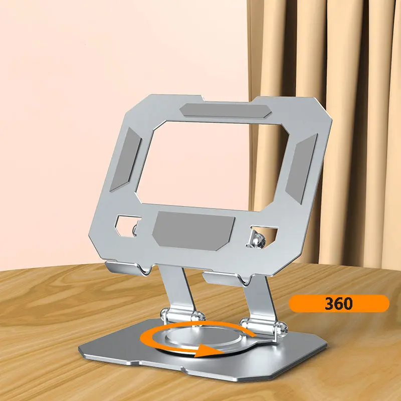 Picture of 360° Rotating Foldable Aluminum Tablet Stand Portable Adjustable and Ergonomic Holder (Silver)