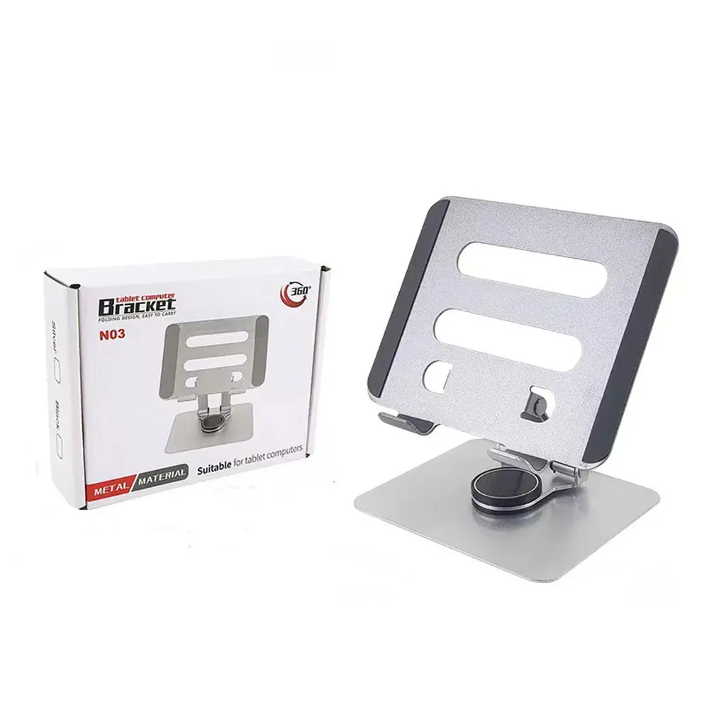 Picture of 360° Rotating Foldable Aluminum Tablet Stand Portable Adjustable and Ergonomic Holder (Silver 2)