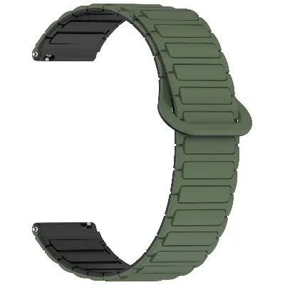 Picture of 22mm Magnetic Silicone I-Shaped Watch Strap – Premium Smartwatch Replacement Band, Multiple Colors, Comfortable & Durable (Dark Green & Black,Not Specified)
