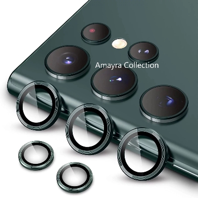 Picture of Samsung Galaxy S24 Ultra 5G 5-PCS Ring Camera Lens Protector 360 Degree Protection Camera Aluminium with Tempered Glass (Titanium Green)