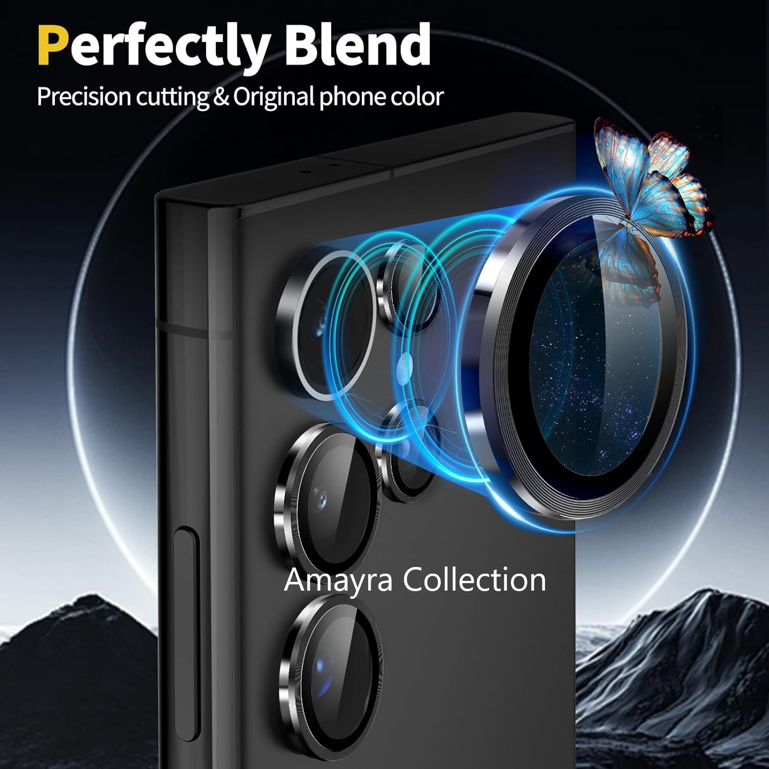 Picture of Samsung Galaxy S24 Ultra 5G 5-PCS Ring Camera Lens Protector 360 Degree Protection Camera Aluminium with Tempered Glass (Titanium Green)