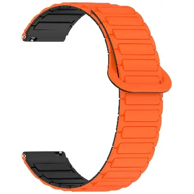 Picture of 22mm Magnetic Silicone I-Shaped Watch Strap – Premium Smartwatch Replacement Band, Multiple Colors, Comfortable & Durable (Orange & Black,Not Specified)