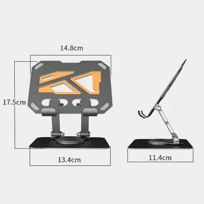 Picture of 360° Rotatable Adjustable & Foldable Metal Tablet Stand – Ergonomic Desktop Holder for iPad, Samsung, Xiaomi, Huawei & All Android Tablets (Black)
