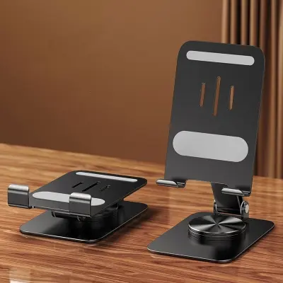 Picture of 360° Adjustable Foldable Metal Phone Stand – Strong Desk Holder for iPhone, Samsung & All Smartphones (Black)