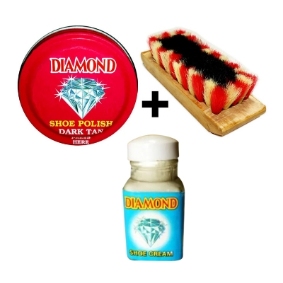 Picture of 3X Combo Shoe Polish Diamond 45 GM And Wooden Brush + Diamond Shoe Cream for Polish Combo pack