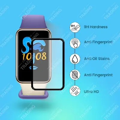 Picture of Honor Band 9 PMMA Screen Protector – Flexible Plastic HD Clear, Black Border, Ultra-Light Anti-Scratch Film (1 Pcs)