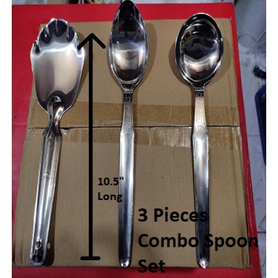 Picture of SS 3 Spoon Combo Set of Stainless Steel Serving Spoon Rice, Curry & Daal -Silver