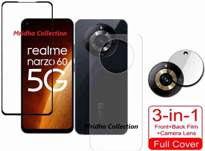 Picture of 3in1 Protector Combo Pack for Realme Narzo 60 5G (5d Full Screen Protector Glass + Back Hydrogel Protector Poly + Camera Lens Protector)