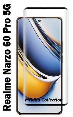 Picture of Realme Narzo 60 Pro 5G Full Glue 9D Curved Tempered Glass Screen Protector Edge to Edge Fit Protection Tempered Glass (Black)