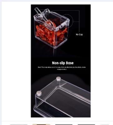 Picture of Crystal Seasoning Box 4 Grid Acrylic Seasoning Spice Box Kit with Spoon Kitchen Masala Container Organizers