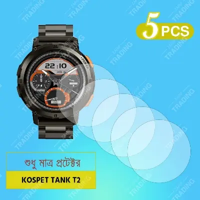 Picture of KOSPET TANK T2 Smartwatch Tempered Glass Screen Protector – 9H Hardness, Ultra Clear, Anti-Scratch & Anti-Fingerprint Guard (5 Pcs)