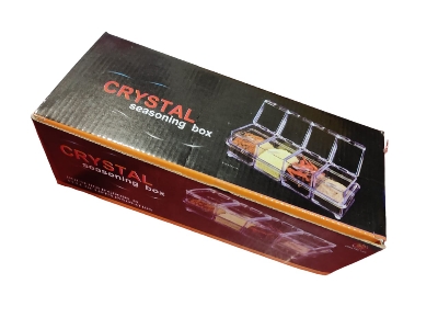 Picture of Crystal Seasoning Box 4 Grid Acrylic Seasoning Spice Box Kit with Spoon Kitchen Masala Container Organizers