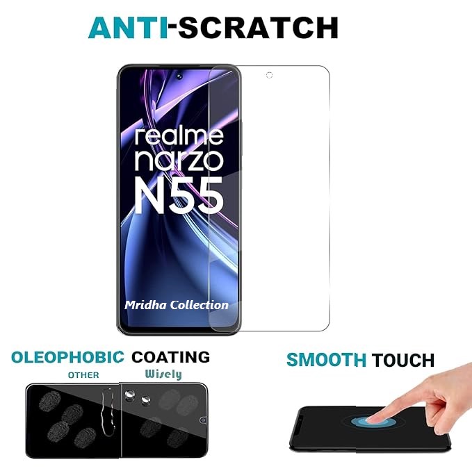 Picture of Realme Narzo N55 Screen Protector 3D Tempered Clear Screen protector Premium Product Gorilla Glass Transparent Clear Ultra Thin - Durable & Scratch Resistant - Easy to Install